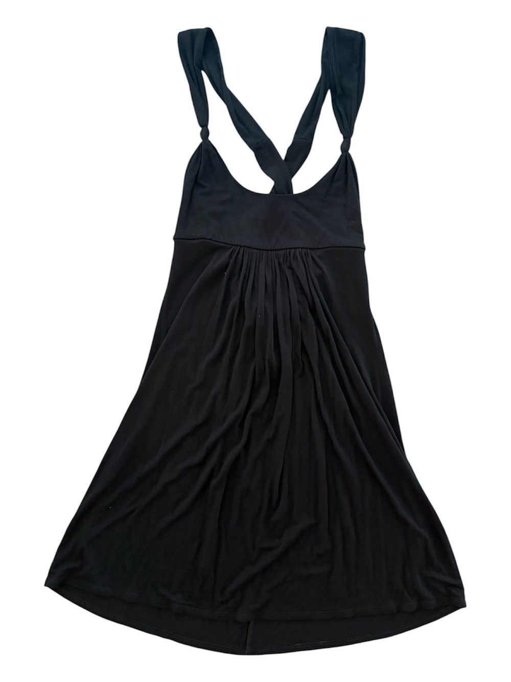 Robin Piccone Black Sleeveless Mini Ruched Front Dress w/Knotted Straps Medium